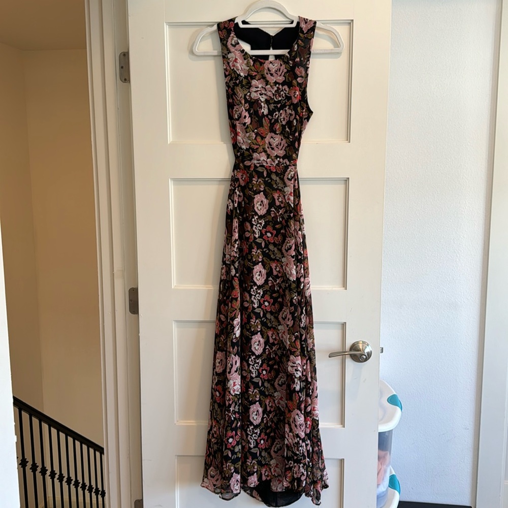 Zara Premium Collection floral high neck backless maxi dress